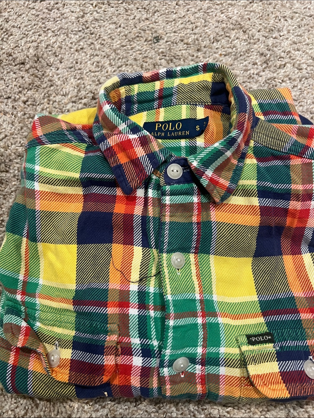 Polo by Ralph Lauren Yellow, Green & Navy Plaid Button-Down Shirt